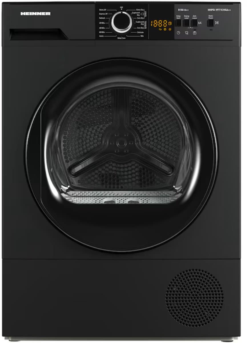 Heinner Wasdroger - Warmtepompdroger - 8 KG - 15 Programma's - LED Display - Trommelverlichting - Antraciet