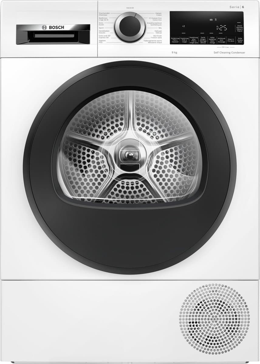 Bosch WQG245D1FG - Serie 6 - Wasdroger - Warmtepompdroger - Blijvend energiezuinig door Zelfreinigende condensor - Droogt zoals jij wilt met Auto Dry - Zeer stil - NL/FR display