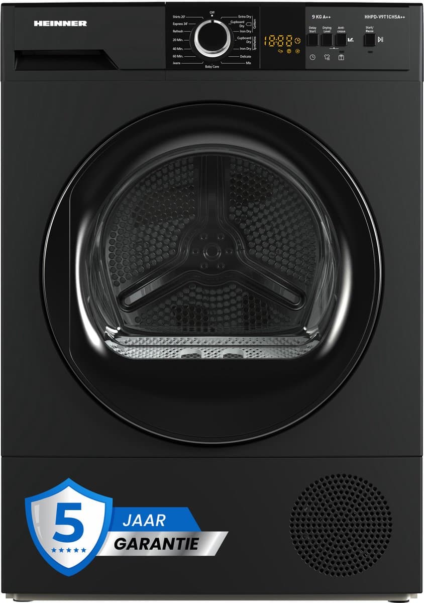Heinner - Warmtepompdroger - 9 KG - 15 Programma’s - LED Display - Trommelverlichting - Zilver