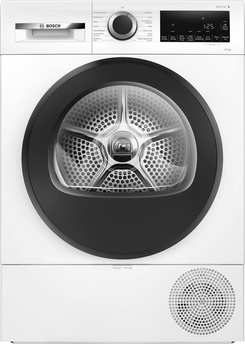 Bosch WQG133DBNL - Serie 6 - Wasdroger - Warmtepompdroger - 8 kg - Stil - Droogt zoals jij wilt met Auto Dry - Easyclean filter - Trommelverlichting