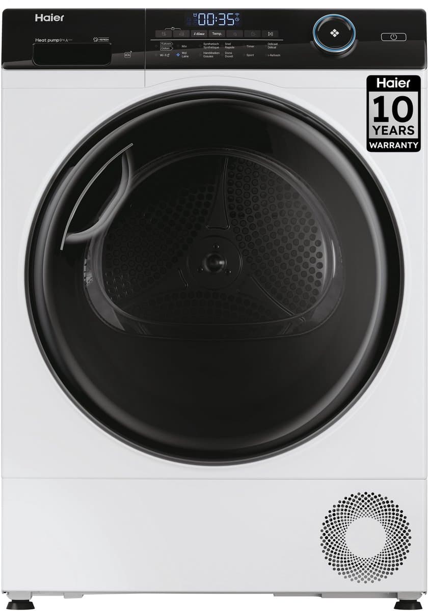 Haier HD80-A3959E-DF Wasdroger - 8kg - Warmtepomp Inverter - Geconnecteerd - 15 programma’s - 10 jaar garantie op onderdelen