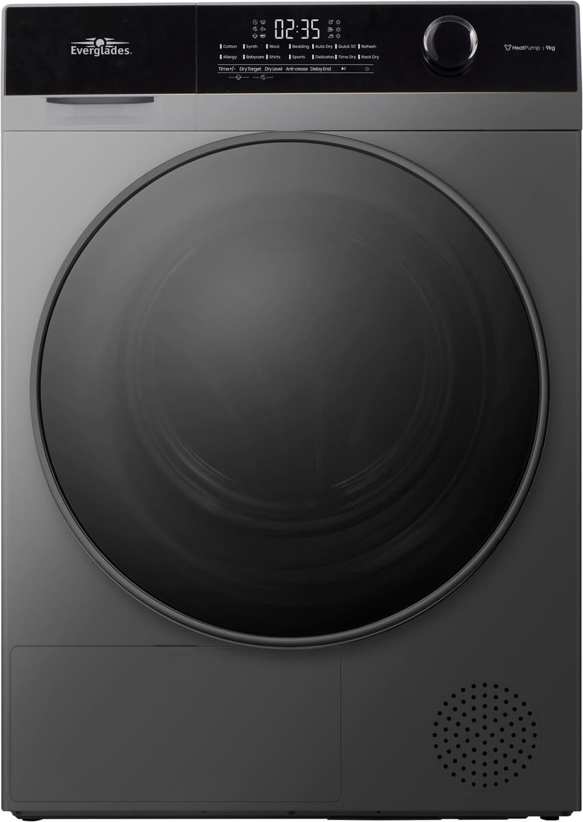 Everglades EVHP9066CG - Warmtepompdroger - Titanium Gray - C-Klasse - 9KG - 15 Programma's - 5 Jaar Garantie