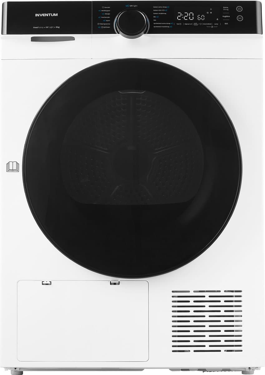Inventum VDW8030W - Warmtepompdroger - 8kg - 14 programma's - UV-licht - 66 dB - Wasdroger - Wit