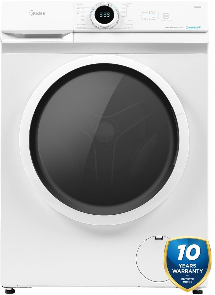 Midea MF100W80BA/W-HR - Wasmachine - Voorlader - Wit - Vulgewicht: 8kg - 1400 rpm - A label - 72 dB - Engels display