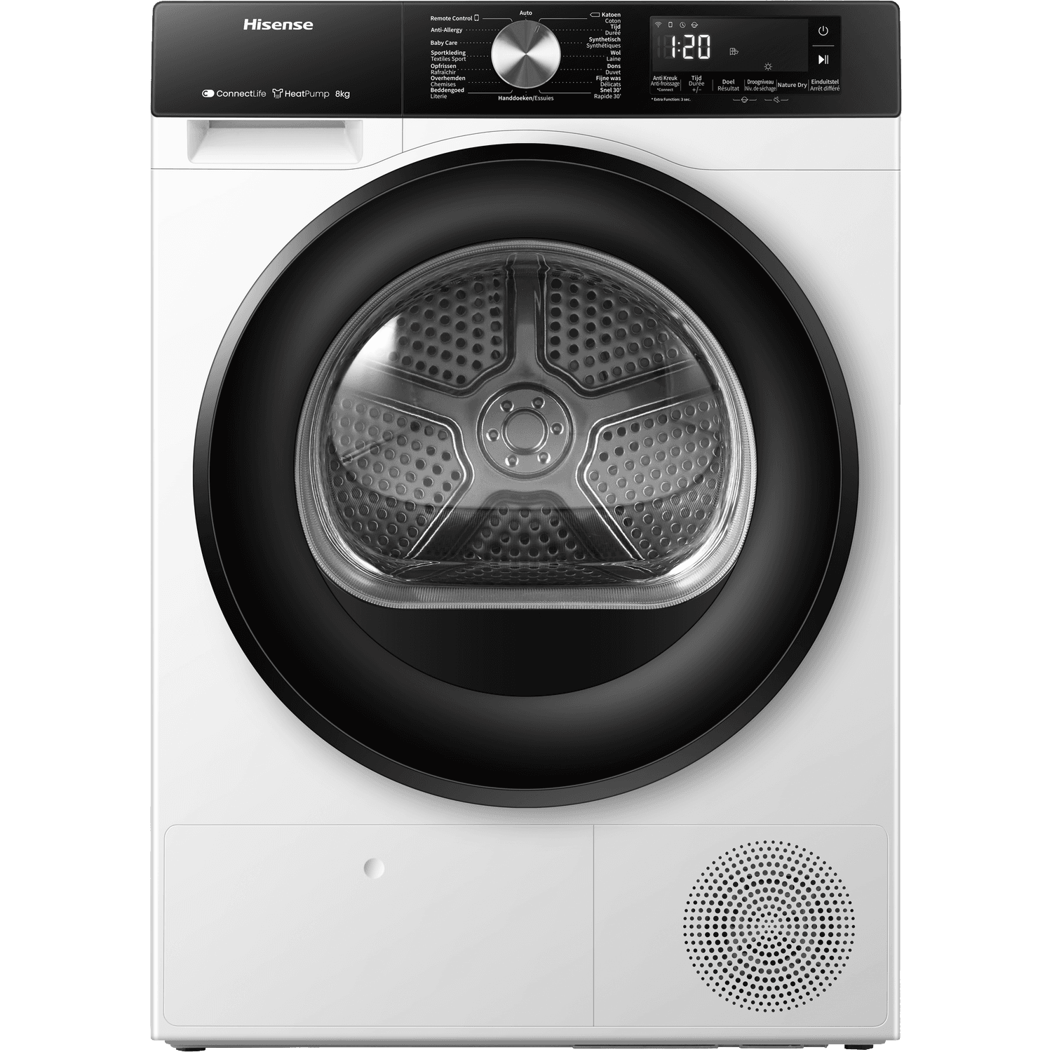 HISENSE DH3S802BW3 - Warmtepompdroger - 8 kg - 64 dB - Energielabel C