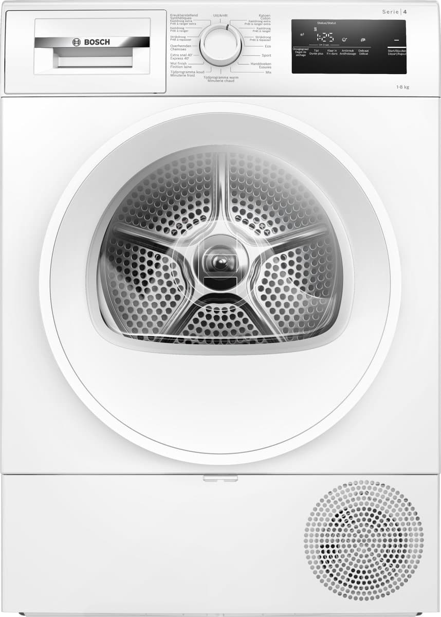 Bosch WTH8520AFG Serie 4 - Wasdroger - Warmtepompdroger - 8 kg - Wit - Zeer stil - NL/FR