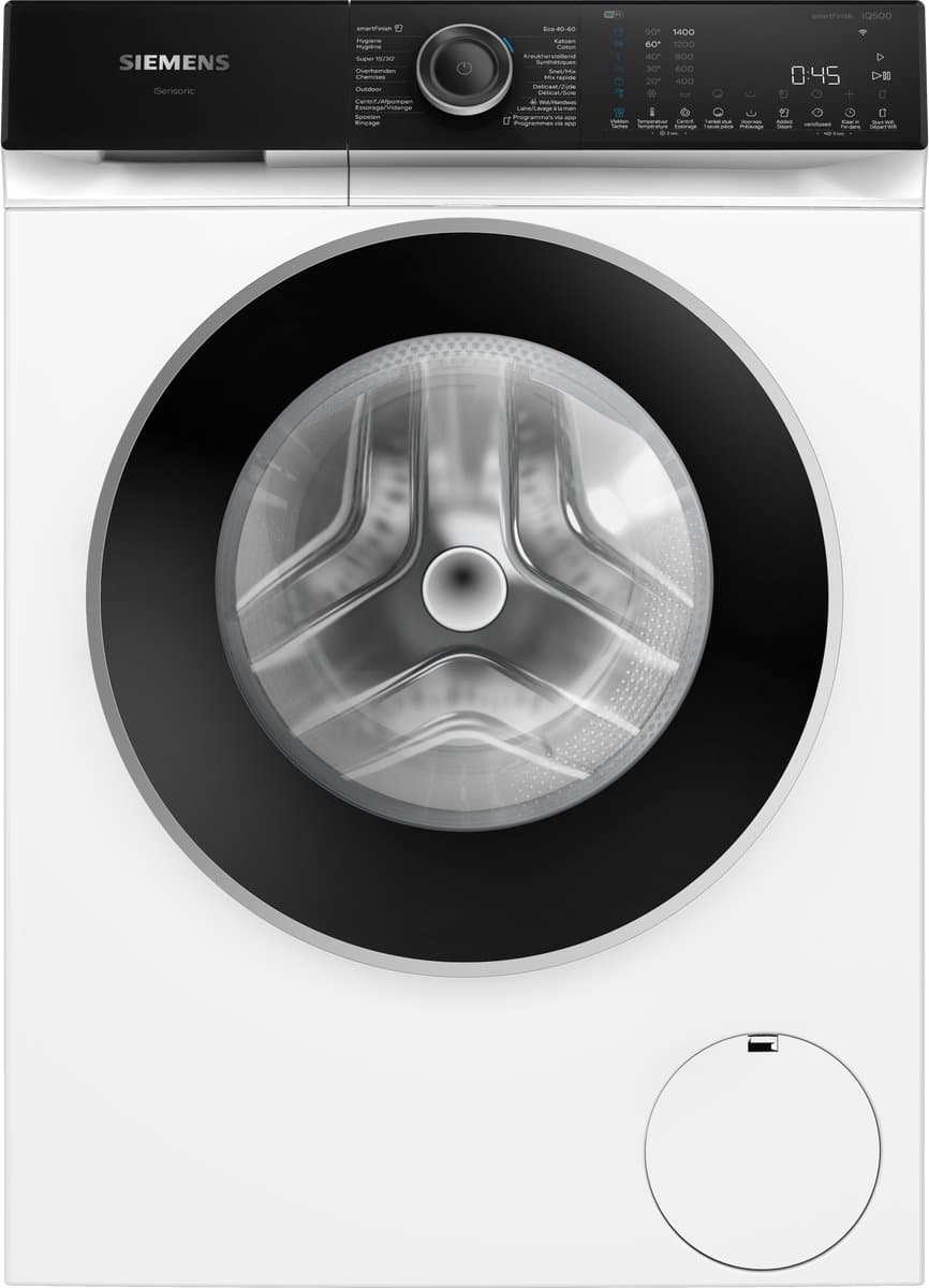 Siemens WG44H203FG - iQ500 - Wasmachine - 9 kg - 1400 rpm - 20% zuiniger dan energielabel A - Home Connect - smartFinish: vermindert kreukels tot 50% - speedPack L: verkort wasprogramma's met varioSpeed - NL/FR Display