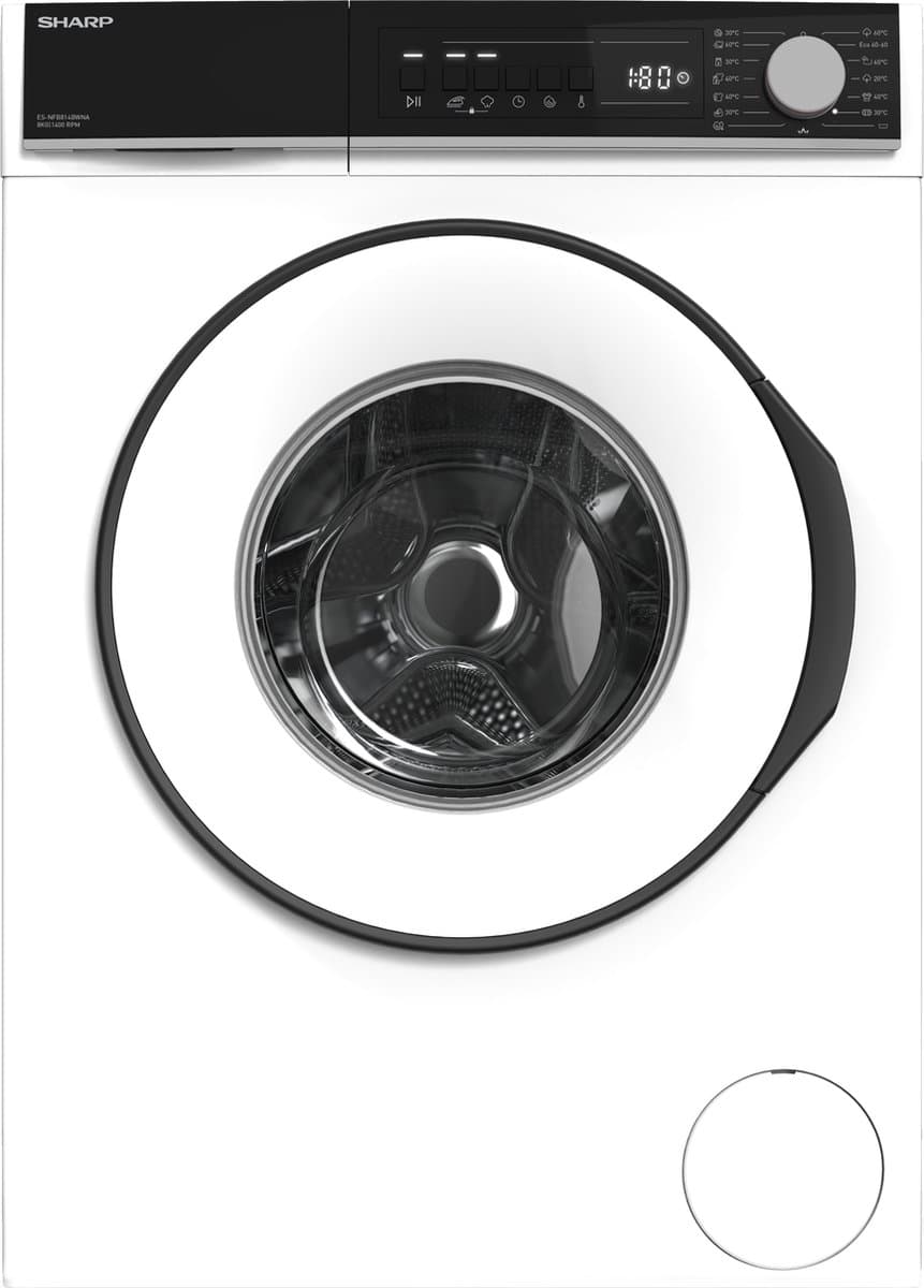 Sharp was machine New Line ESNFB814BWNA – energie label A – 8kg – 1400rpm – Aquastop – Steamwash – wit