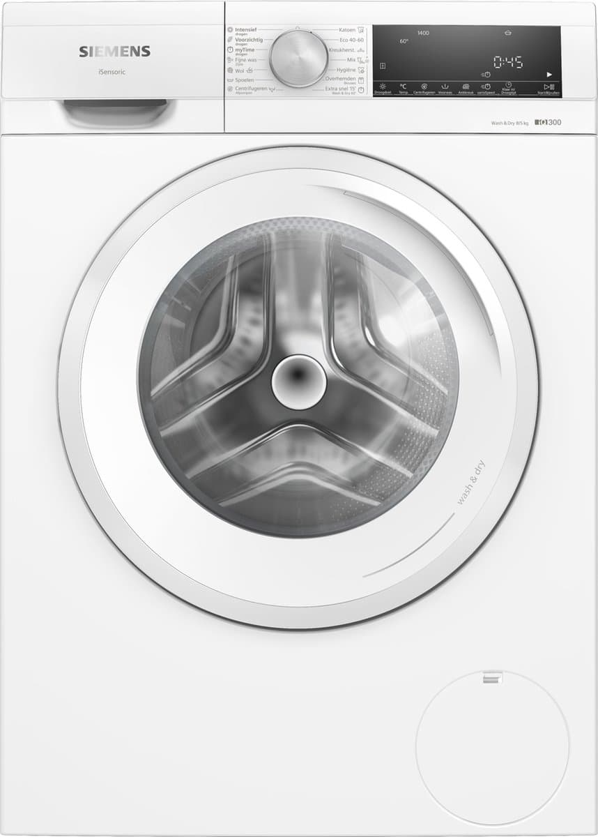 Siemens WN34A100NL - iQ300 - Was-droogcombinatie - iQ300 - 8/5 kg - 1400 rpm - Wash&Dry 45/60: snel en efficiënt wassen en drogen in slechts 45 of 60 minuten - autoDry: zacht, gecontroleerd en energiezuinig drogen -
