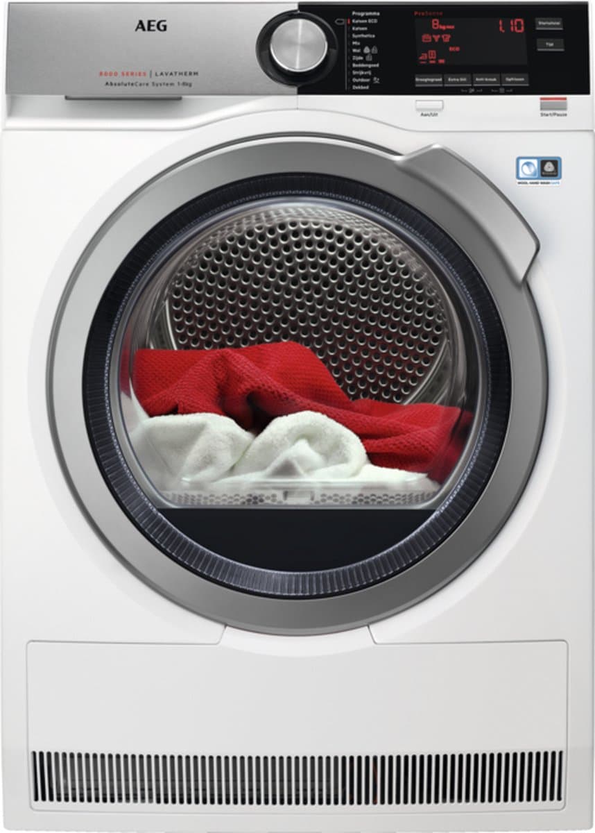 AEG T8DEN86CS Vrijstaand Voorbelading Wit 8 kg